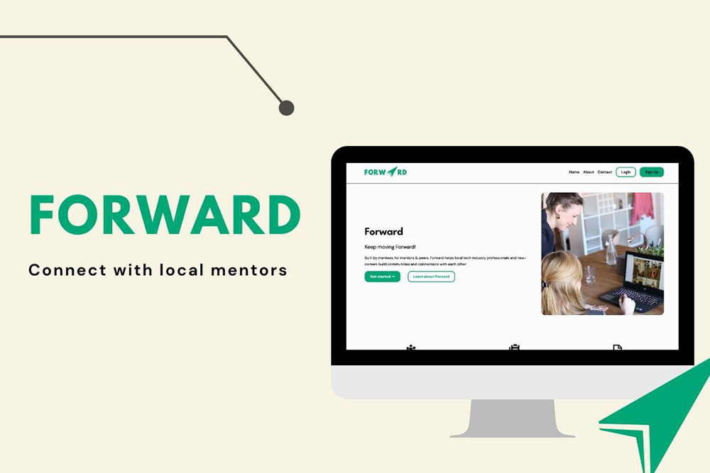 Mock up image Forward's Mentorship Platform's landing page