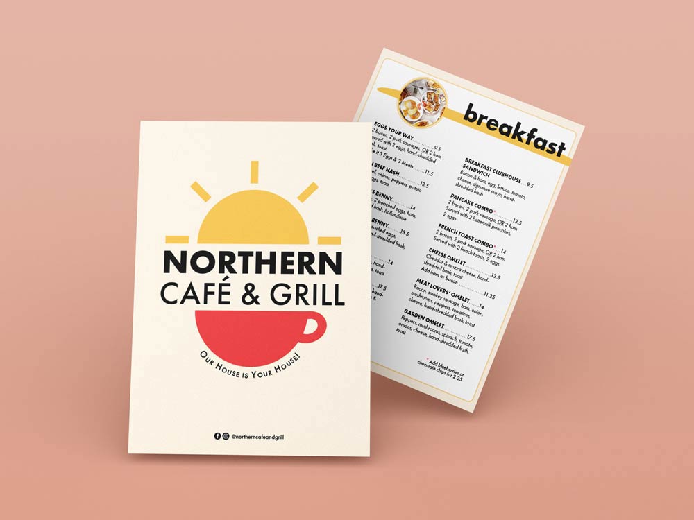 Mock up of Northern Cafe Menu Design